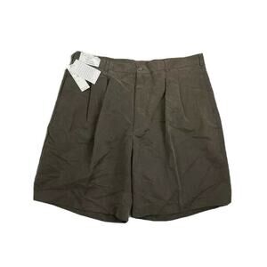 Perry Ellis Mens Casual Shorts Brown Pleated Pockets Polynosic Rayon Soft Sz 40